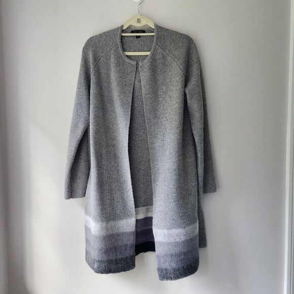 Ann Taylor Long Wool Cardigan | Size S | Gray, Cozy, Open Front, Flyaway, Crew - Picture 1 of 10